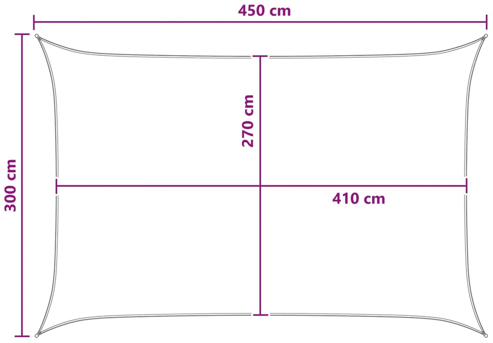Saulės šešėlio audinys 3 x 4,5 m HDPE Stačiakampio