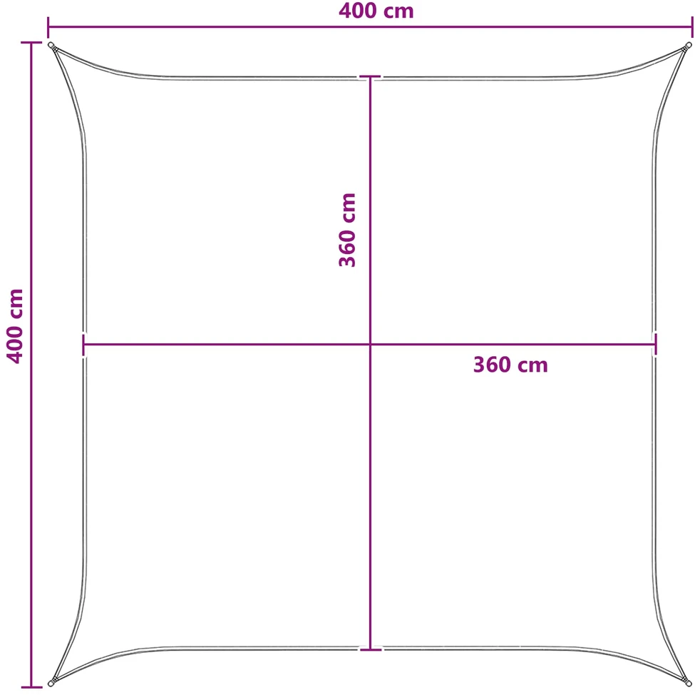 Saulės šešėlio audinys Kvadrato 4 x 4 m HDPE