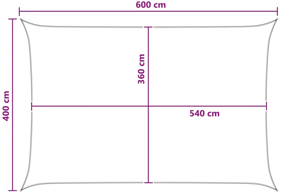 Saulės šešėlio audinys 4 x 6 m HDPE Stačiakampio