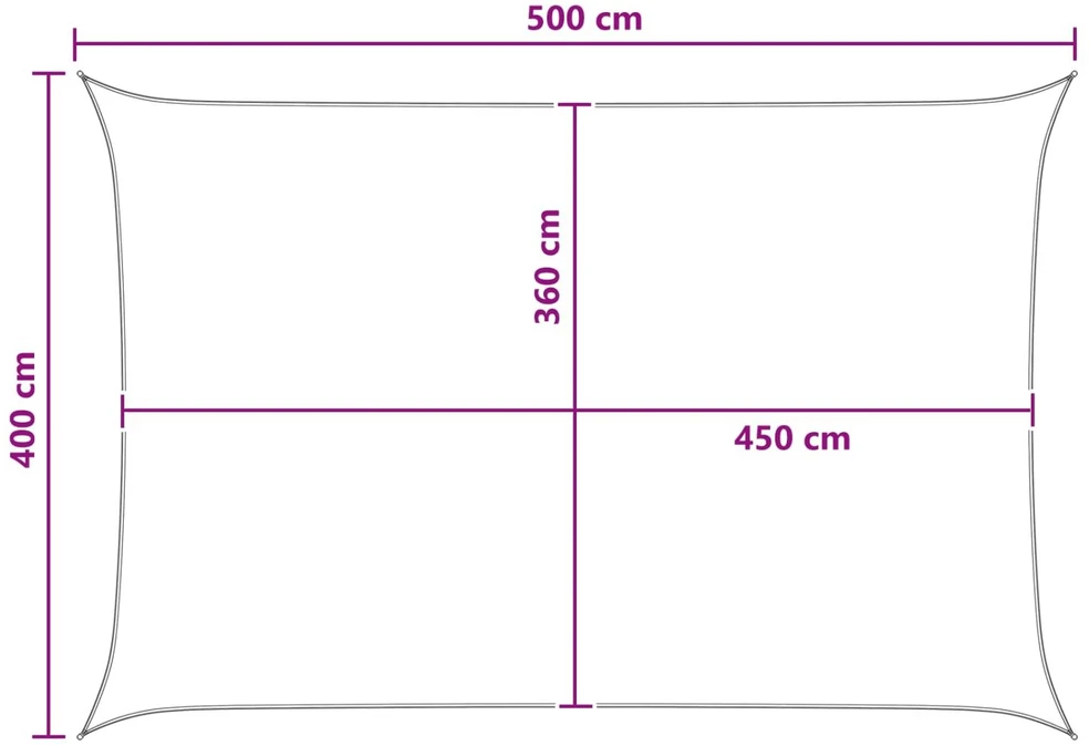 Saulės šešėlio audinys 4 x 5 m HDPE Stačiakampio
