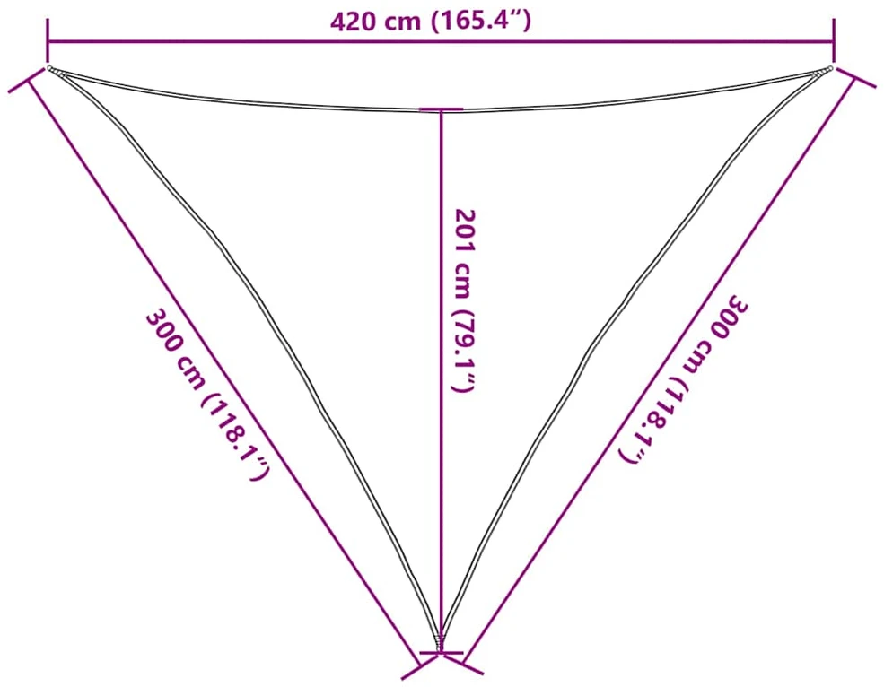 Saulės skėtis, 160 g/m², trikampė, smėlio spalvos, 3x3x4,2 m, HDPE