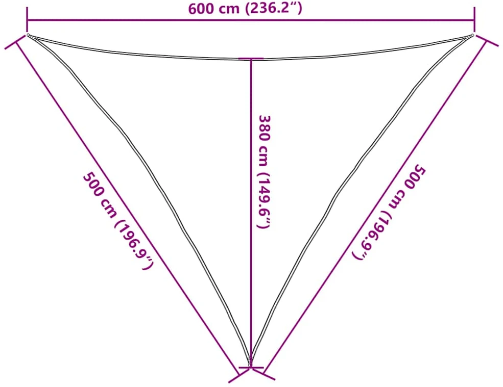 Saulės skėtis, 160 g/m², trikampė, smėlio spalvos, 5x5x6 m, HDPE