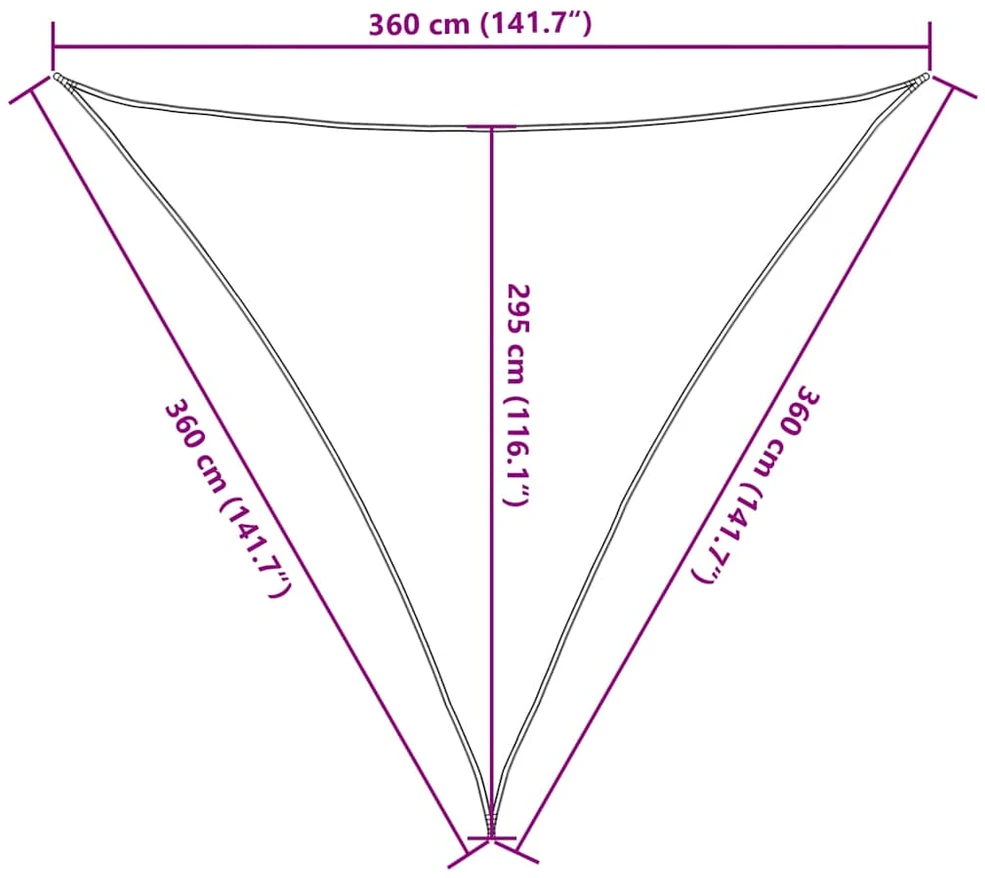 Saulės skėtis, 160 g/m², trikampė, smėlio spalvos, 3,6x3,6x3,6 m, HDPE