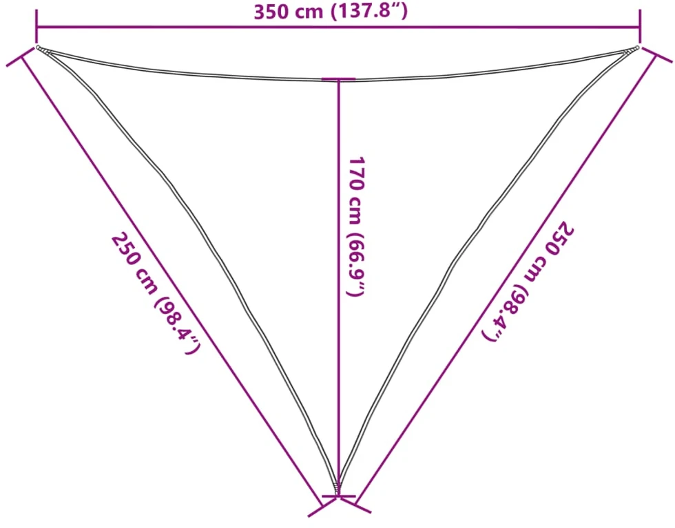 Saulės skėtis, 160 g/m², trikampė, šviesiai pilka, 2,5x2,5x3,5 m, HDPE