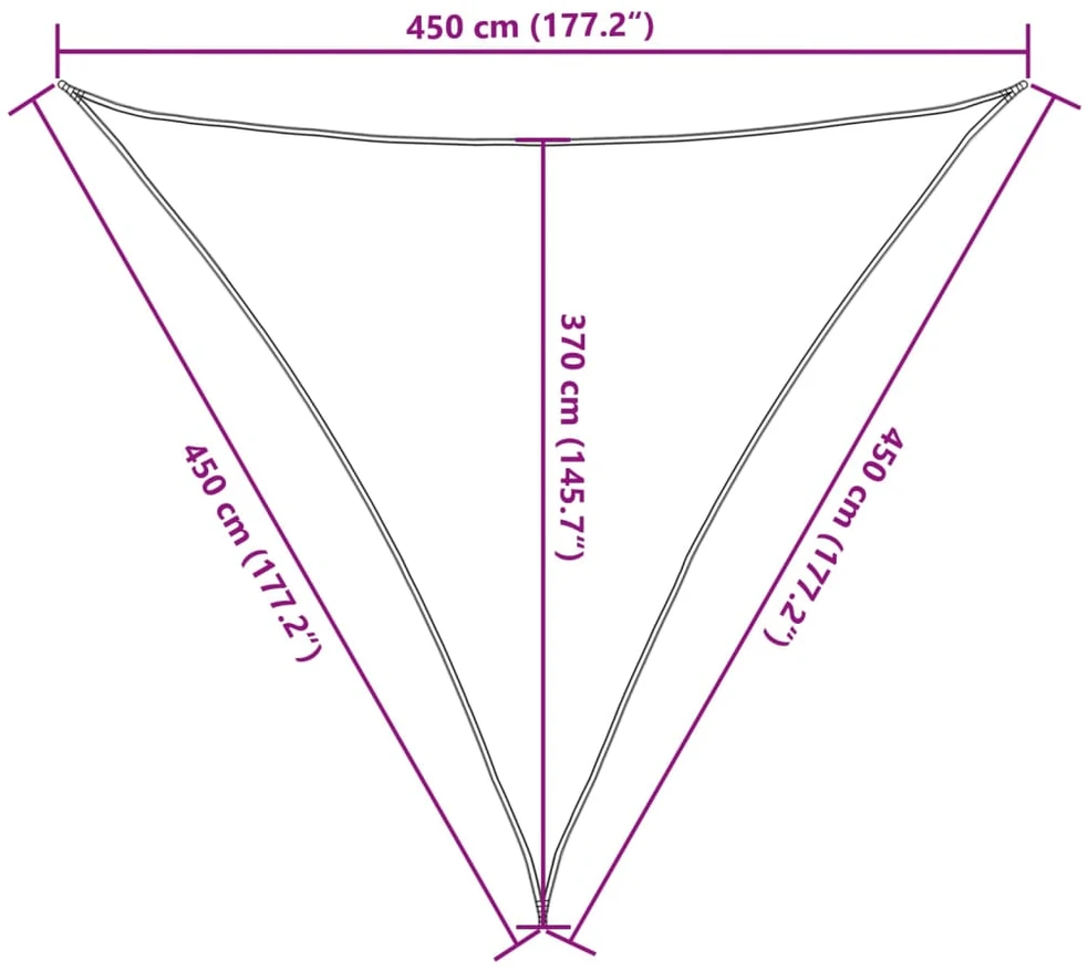 Saulės skėtis, 160 g/m², trikampė, šviesiai pilka, 4,5x4,5x4,5 m, HDPE