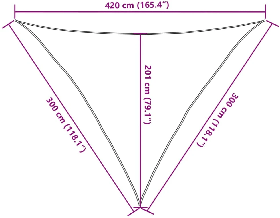 Saulės skėtis, 160 g/m², trikampė, šviesiai pilka, 3x3x4,2 m, HDPE