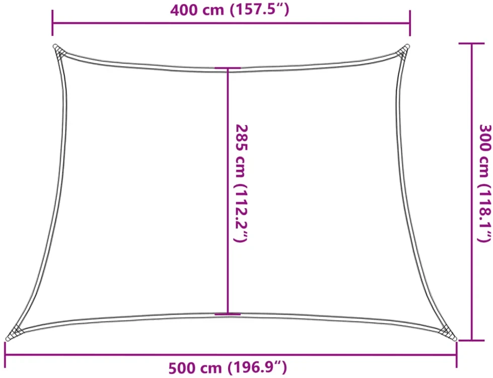 Saulės skėtis, burė, 160 g/m², trapecijos formos, šviesiai pilka, 4/5x3 m, HDPE
