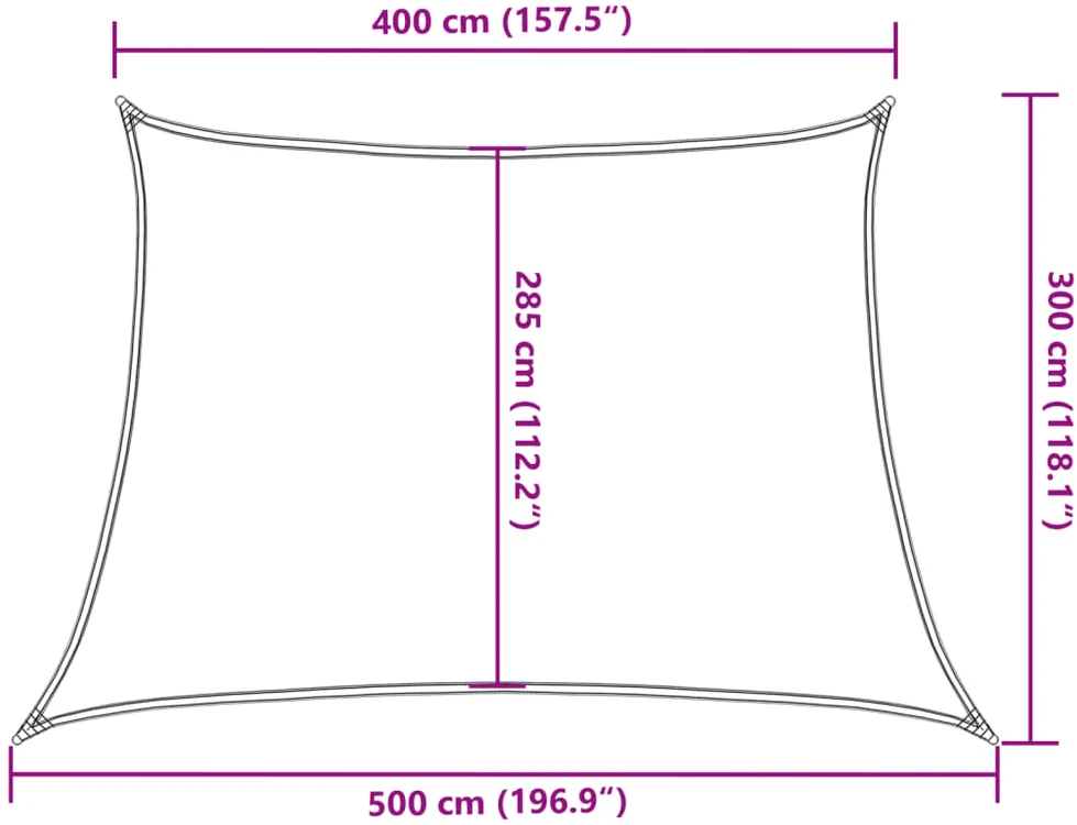 Saulės skėtis, burė, 160 g/m², trapecijos formos, šviesiai pilka, 4/5x3 m, HDPE