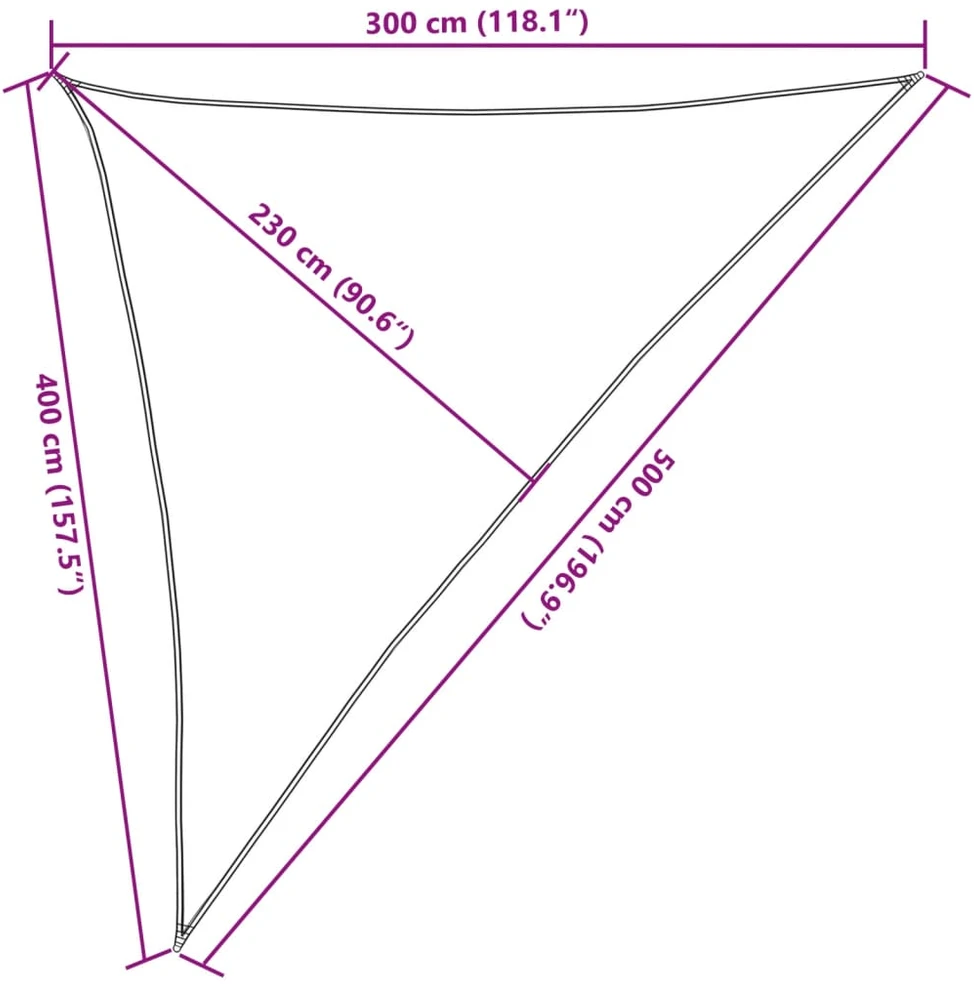 Saulės skėtis, burė, 160 g/m², trikampė, šviesiai pilka, 3x4x5 m, HDPE