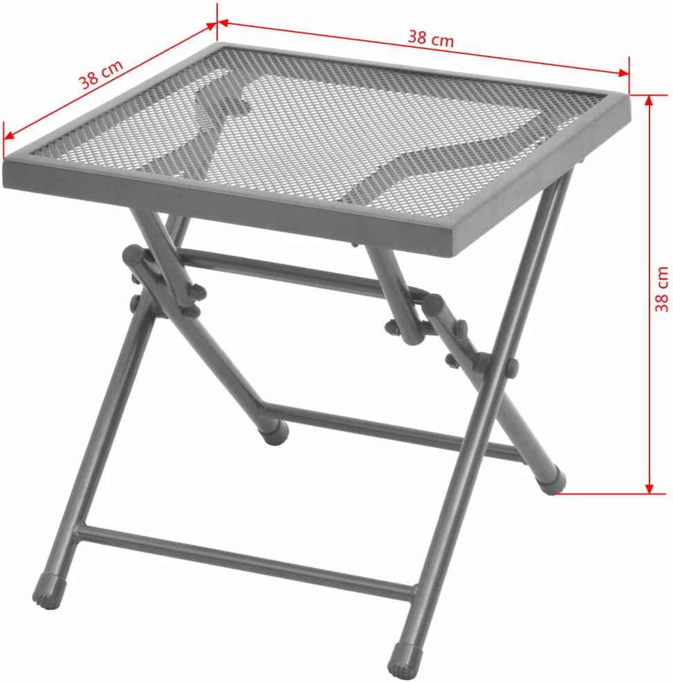 Sofa Saulės gultai, 2 vnt., su stalu, plienas, antracito spalvos