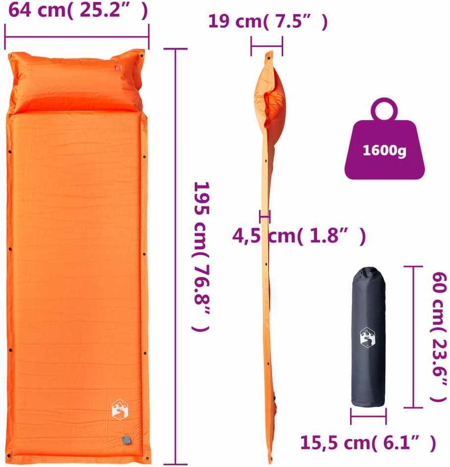 Savaime prisipučiantis stovyklavimo čiužinys, oranžinis