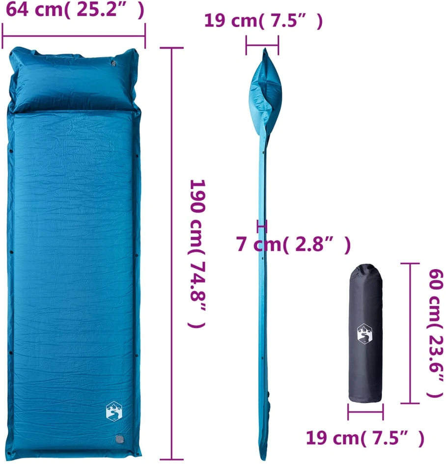 Savaime prisipučiantis stovyklavimo čiužinys su pagalve, turkio