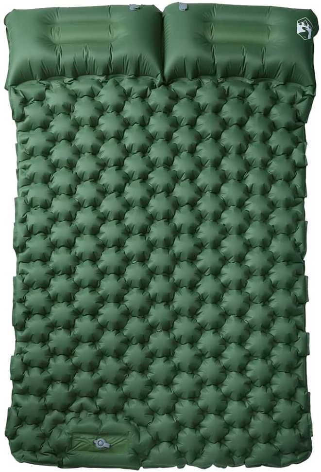 Savaime prisipučiantis dvivietis stovyklavimo čiužinys, žalias