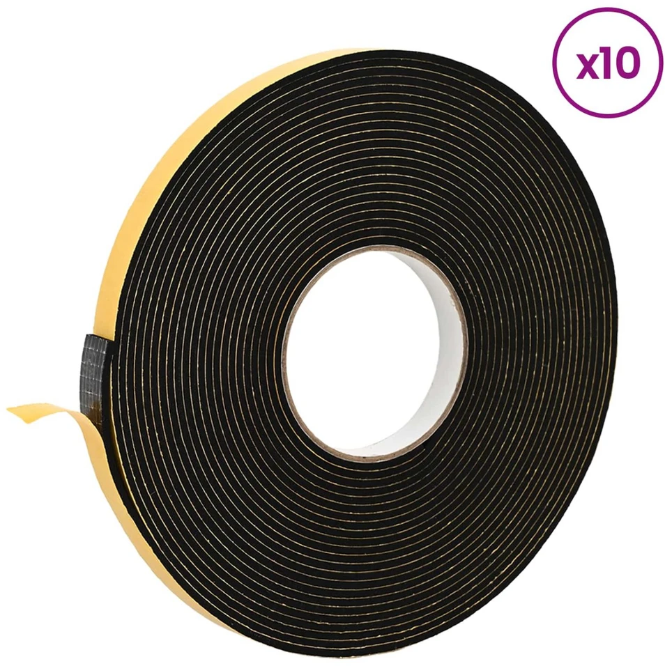 Savigautinė putų juosta 10 vnt. Juoda 10mm x 10m CR putplastis