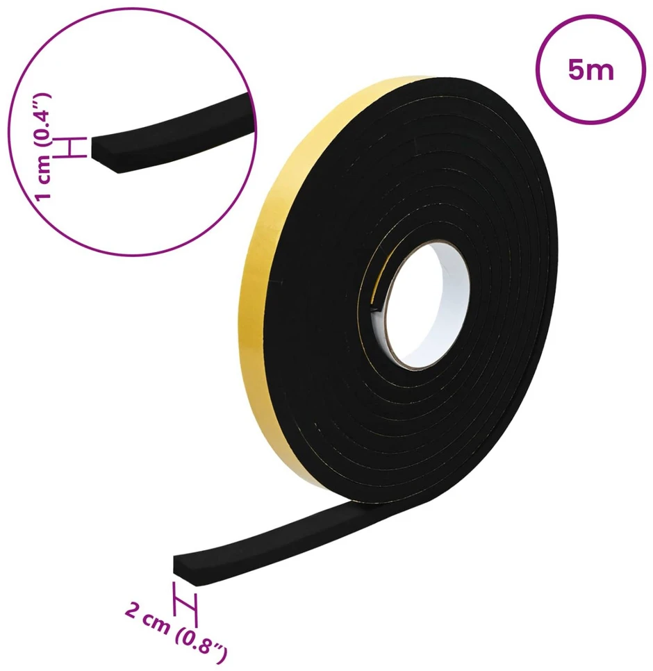 Savigautinė putų juosta 10 vnt. Juoda 20mm x 5m CR putplastis