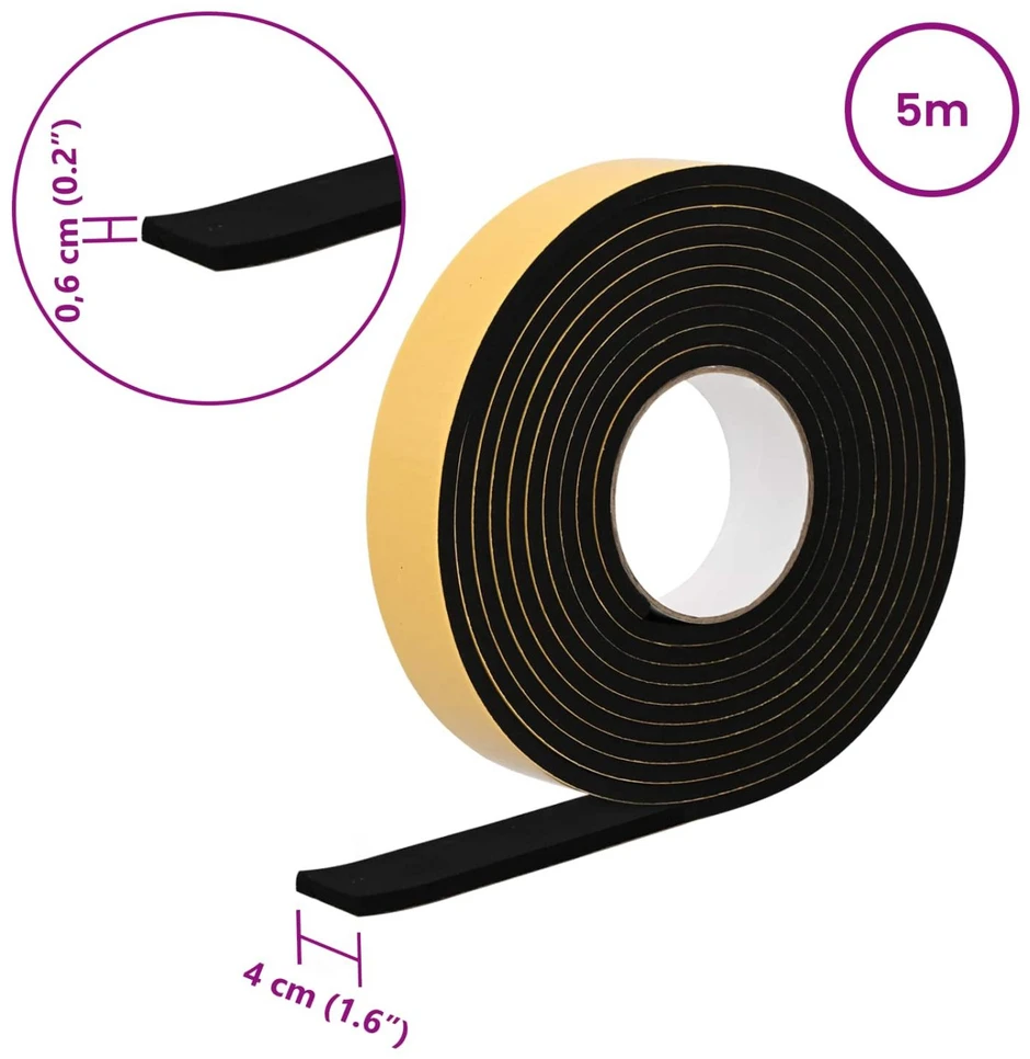 Savigautinė putų juosta 10 vnt. Juoda 40mm x 5m CR putplastis