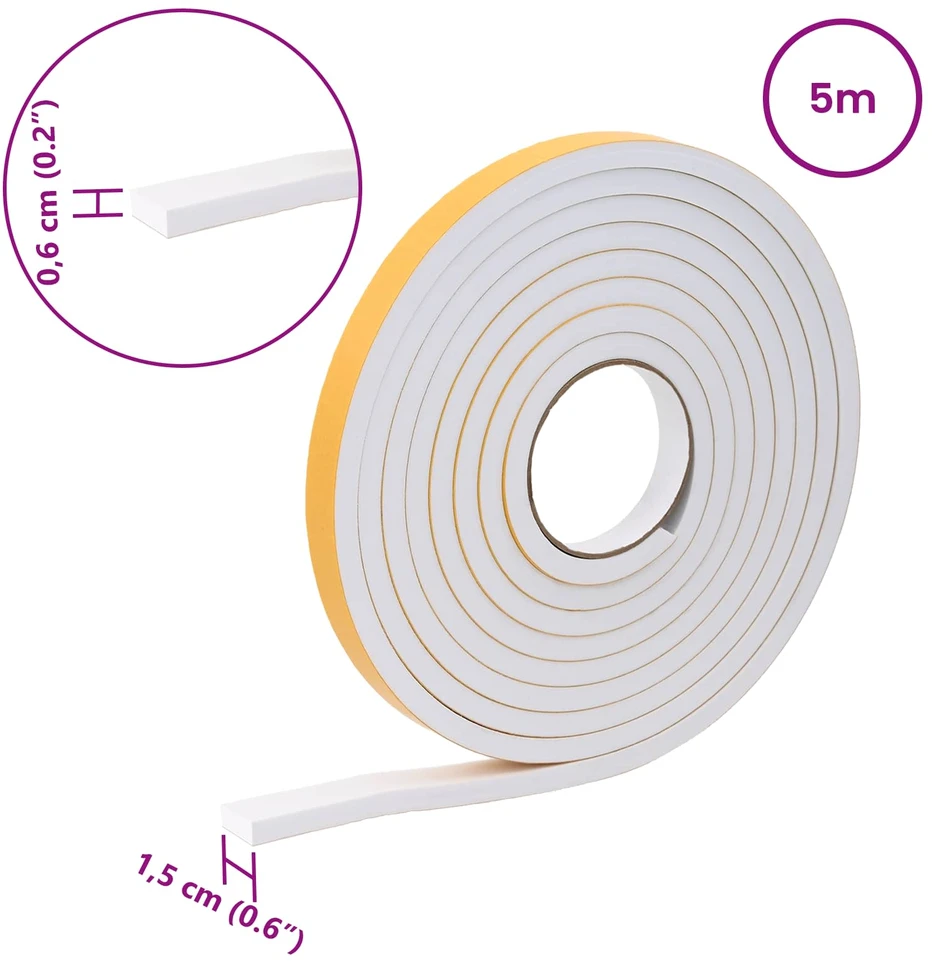 Savigautinė putų juosta 10 vnt. Balta 15mm x 5m CR putplastis