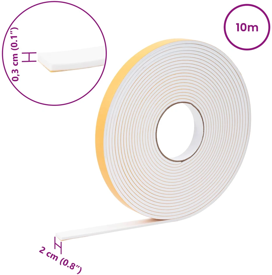 Savigautinė putų juosta 10 vnt. Balta 20mm x 10m CR putplastis