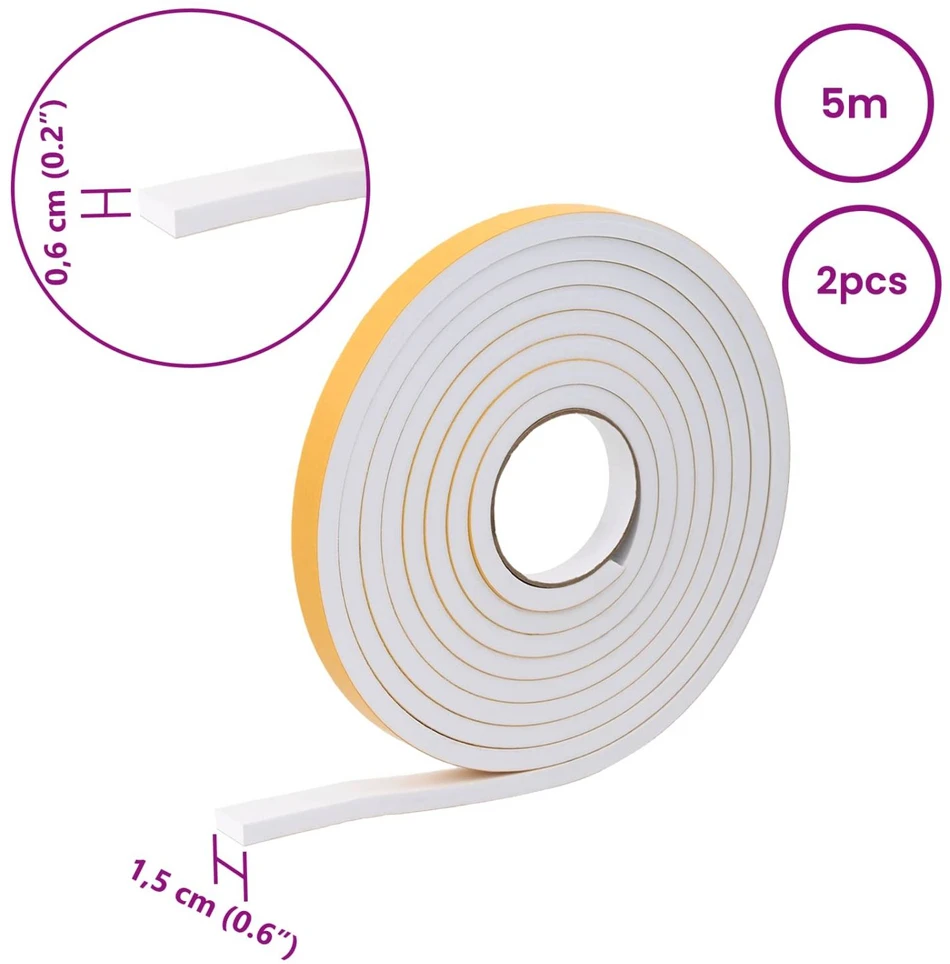Savigautinė putų juosta 2 vnt. Balta 15mm x 5m CR putplastis