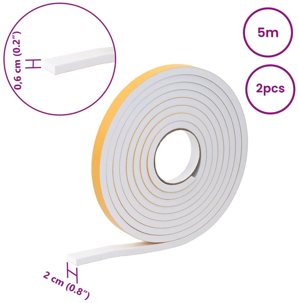 Savigautinė putų juosta 2 vnt. Balta 20mm x 5m CR putplastis