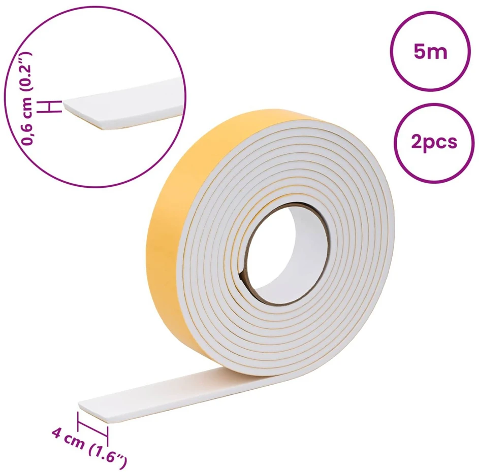 Savigautinė putų juosta 2 vnt. Balta 40mm x 5m CR putplastis