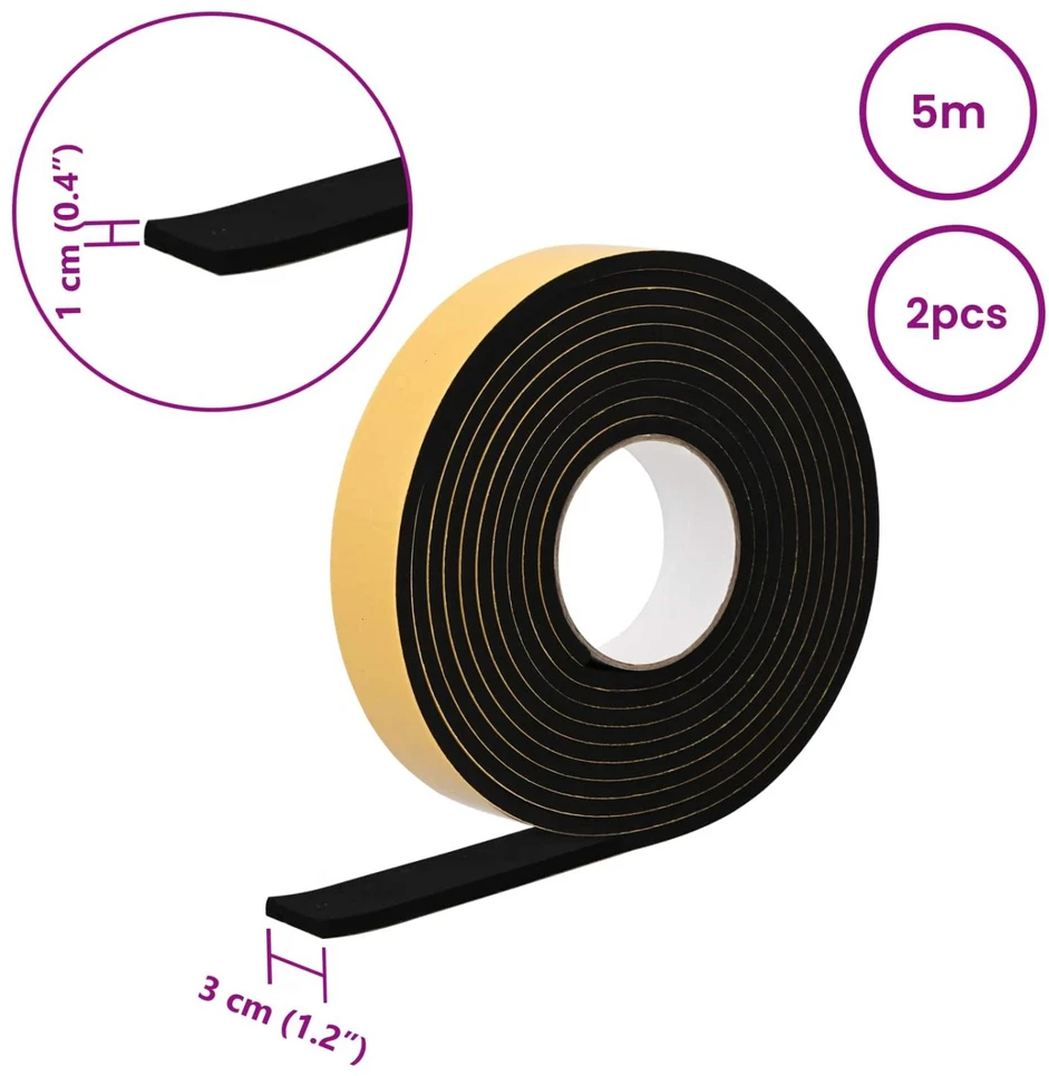 Savigautinė putų juosta 2 vnt. Juoda 30mm x 5m CR putplastis