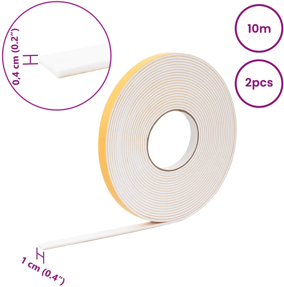 Savigautinė putų juosta 2 vnt. Balta 10mm x 10m CR putplastis