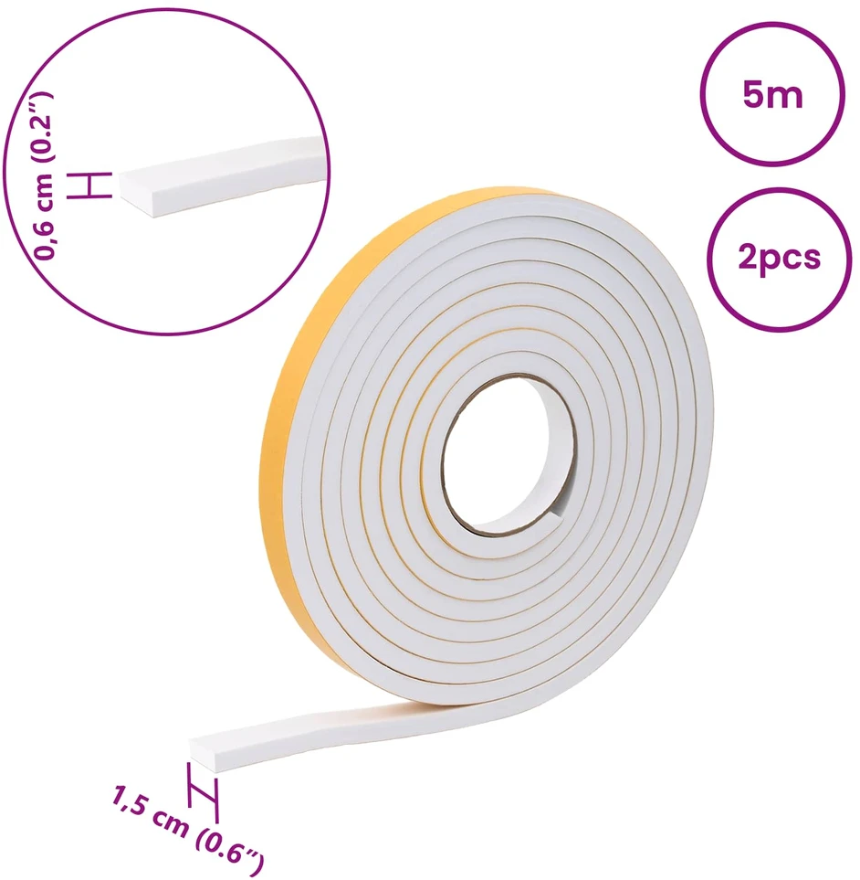 Savigautinė putų juosta 2 vnt. Balta 15mm x 5m CR putplastis