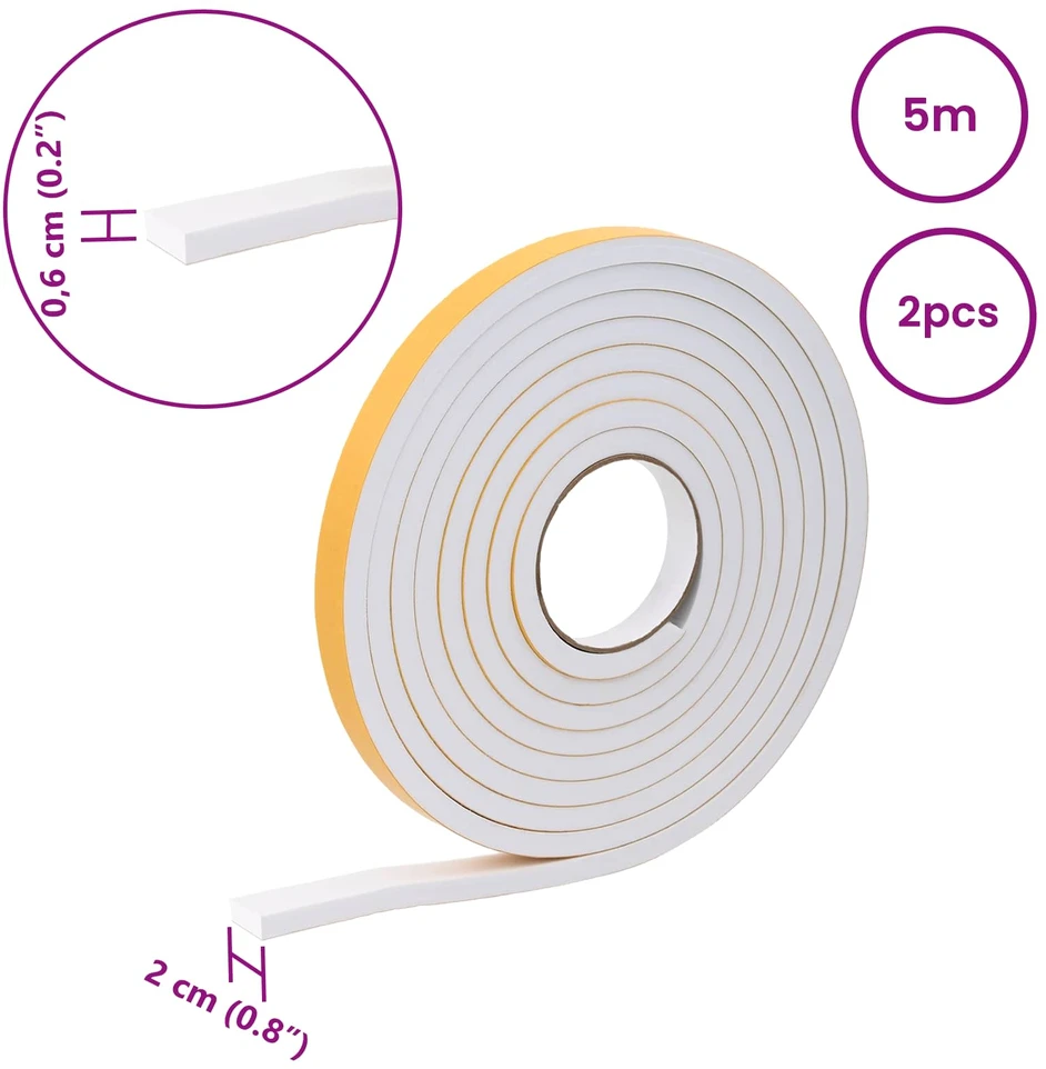 Savigautinė putų juosta 2 vnt. Balta 20mm x 5m CR putplastis