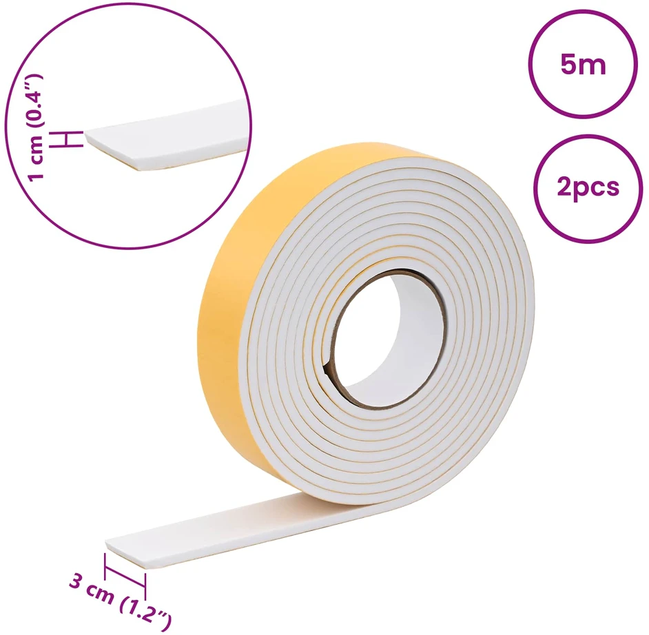 Savigautinė putų juosta 2 vnt. Balta 30mm x 5m CR putplastis