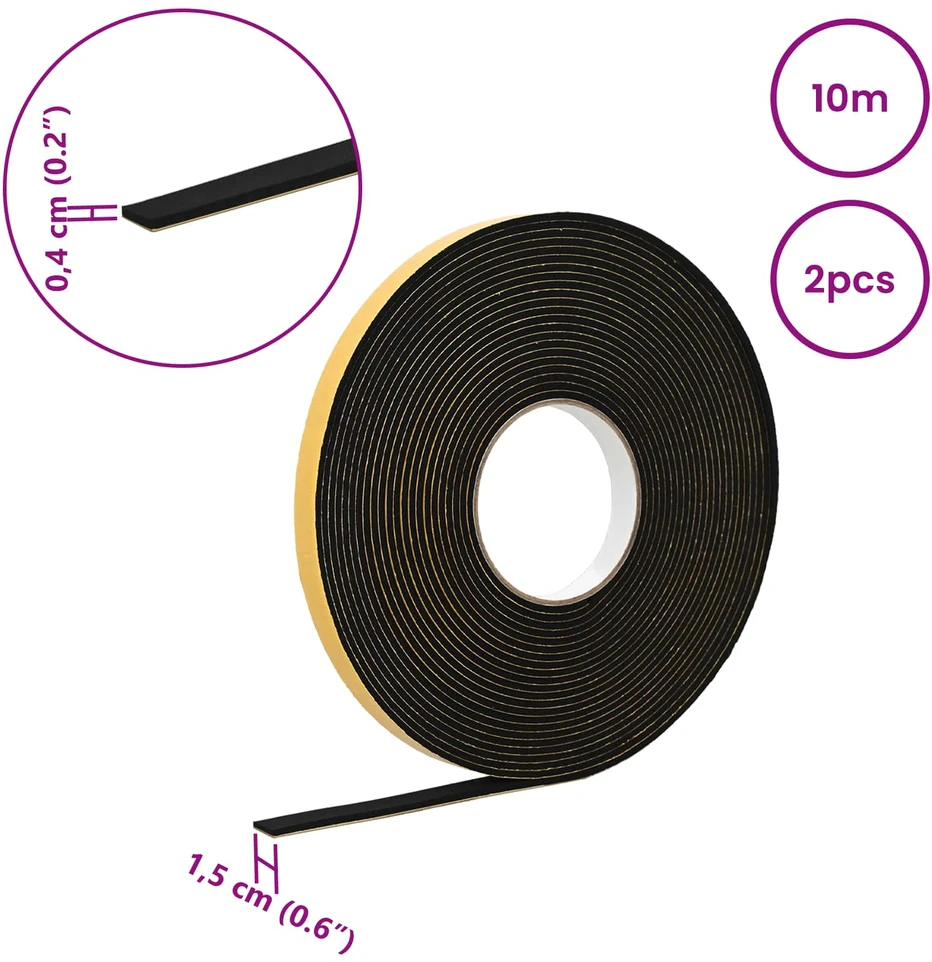 Savigautinė putų juosta 2 vnt. Juoda 15mm x 10m CR putplastis