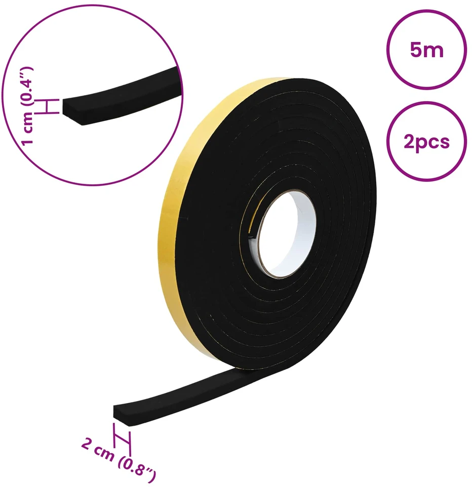 Savigautinė putų juosta 2 vnt. Juoda 20mm x 5m CR putplastis