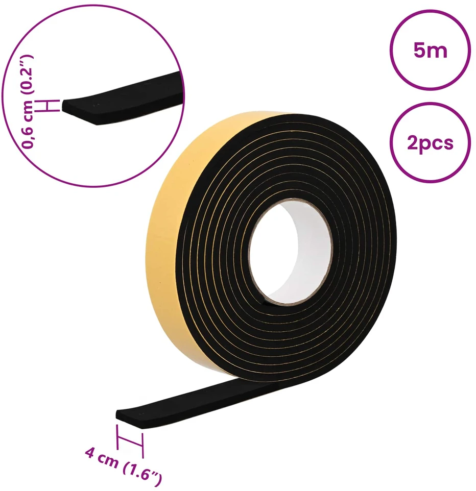 Savigautinė putų juosta 2 vnt. Juoda 40mm x 5m CR putplastis