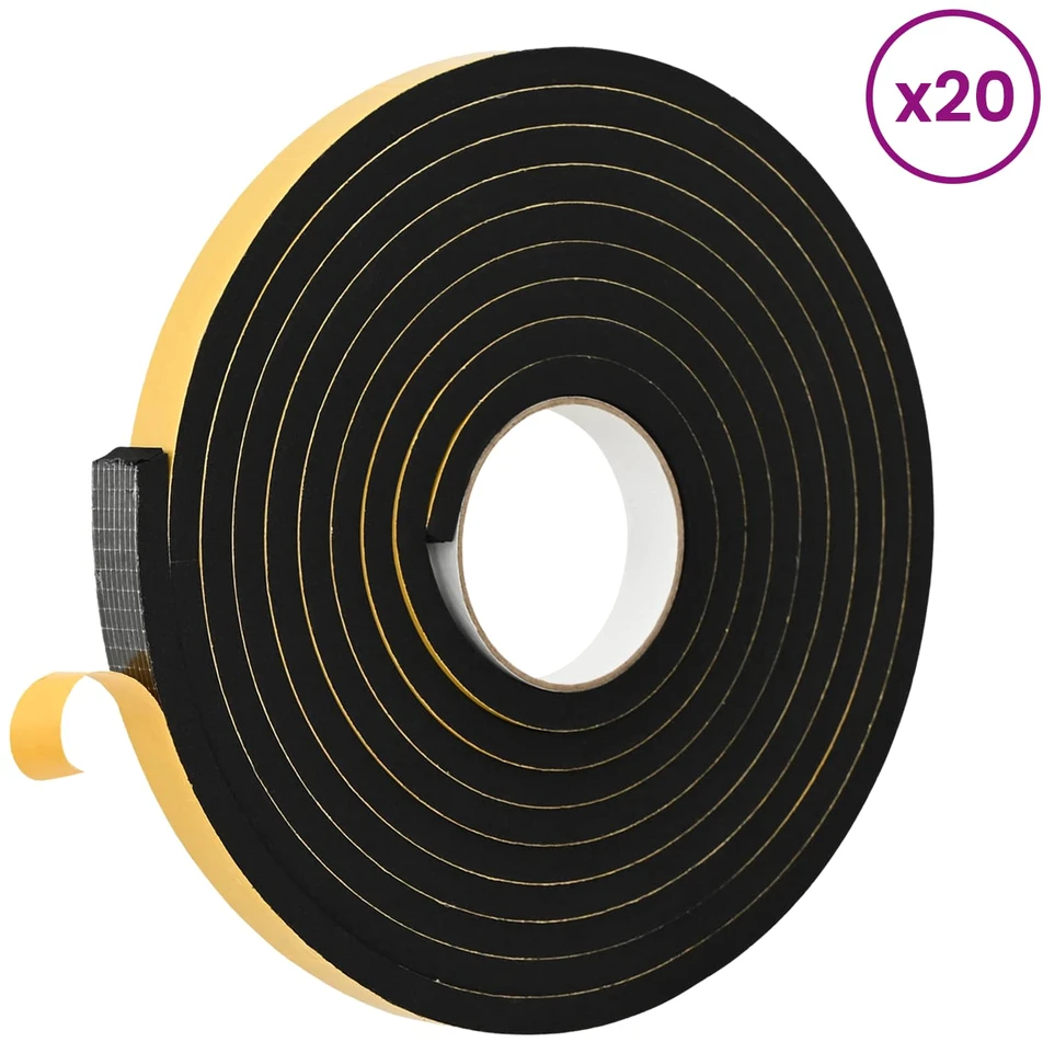 Savigautinė putų juosta 20 vnt. Juoda 15mm x 5m CR putplastis