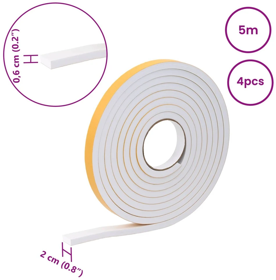 Savigautinė putų juosta 4 vnt. Balta 20mm x 5m CR putplastis