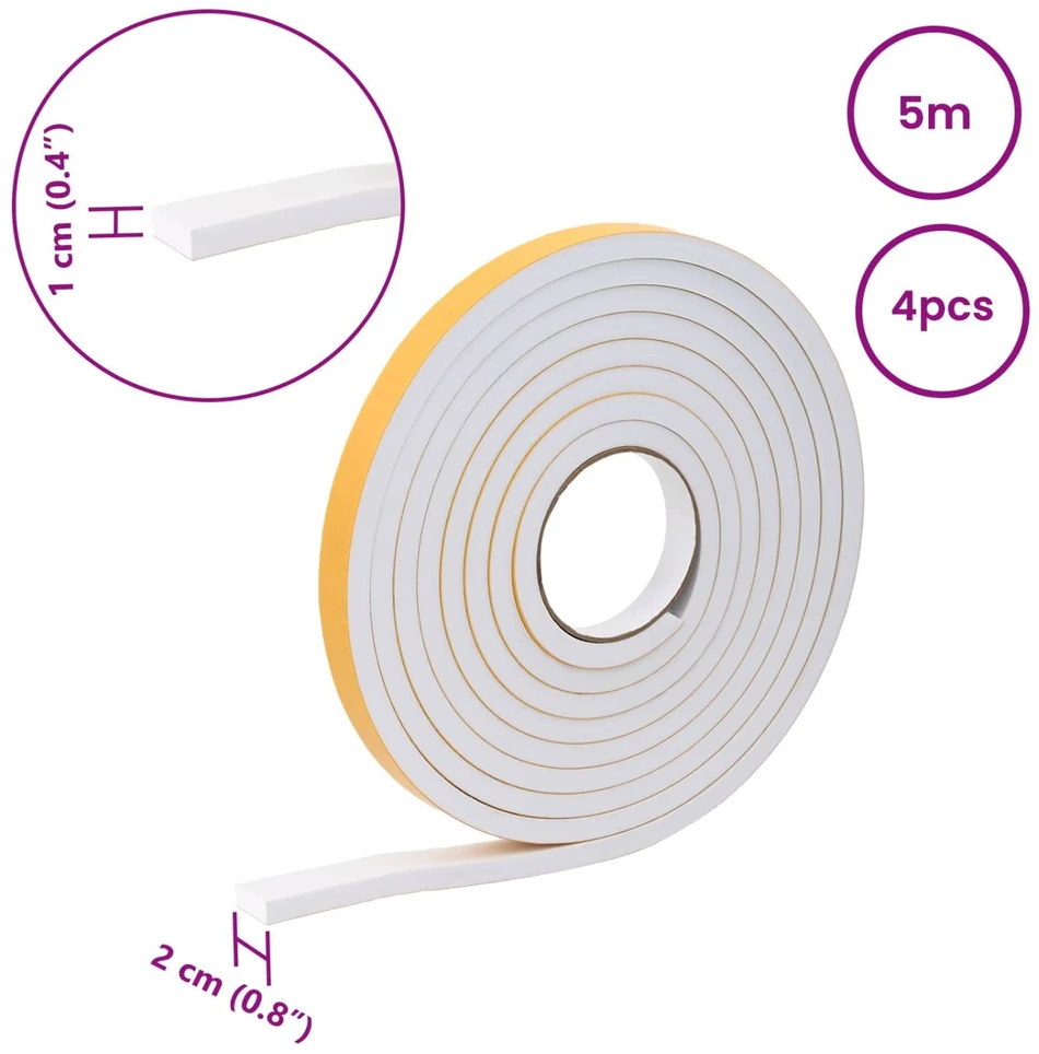Savigautinė putų juosta 4 vnt. Balta 20mm x 5m CR putplastis