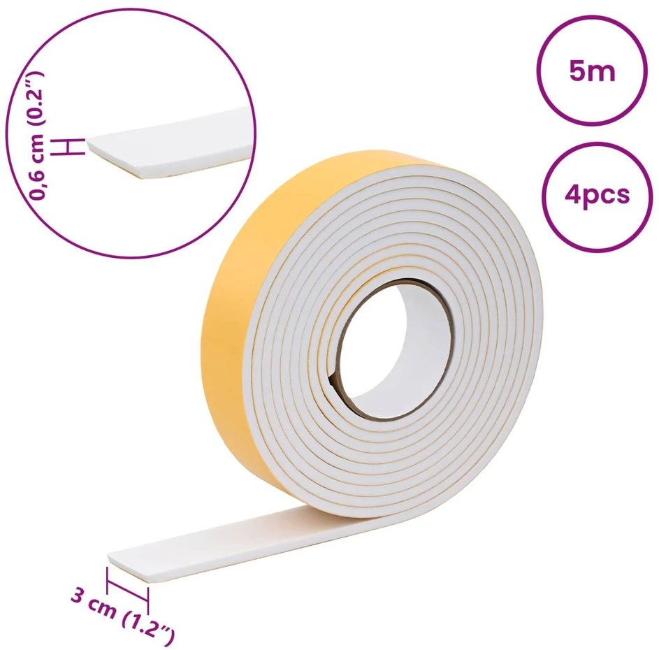 Savigautinė putų juosta 4 vnt. Balta 30mm x 5m CR putplastis