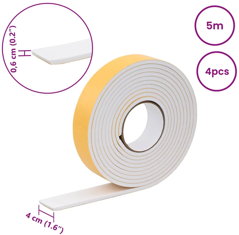 Savigautinė putų juosta 4 vnt. Balta 40mm x 5m CR putplastis