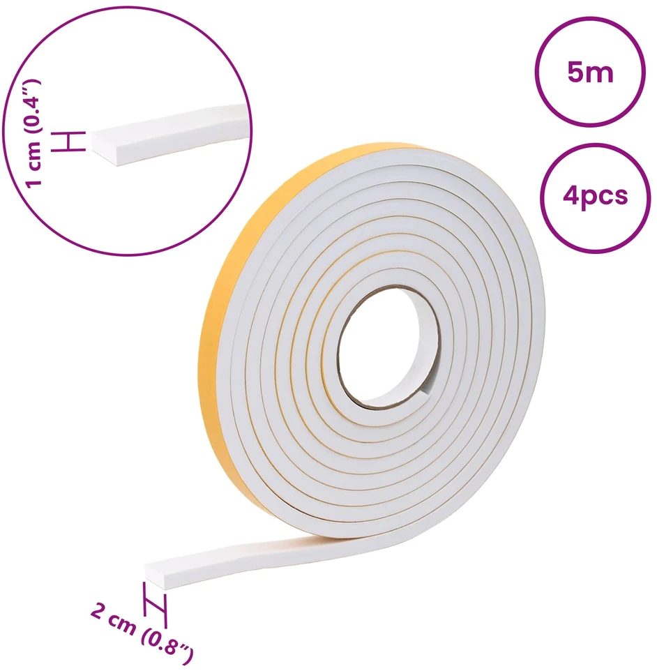 Savigautinė putų juosta 4 vnt. Balta 20mm x 5m CR putplastis