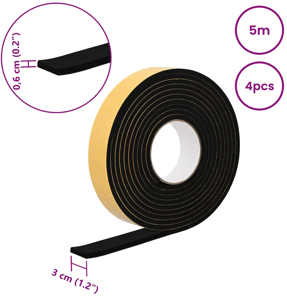Savigautinė putų juosta 4 vnt. Juoda 30mm x 5m CR putplastis