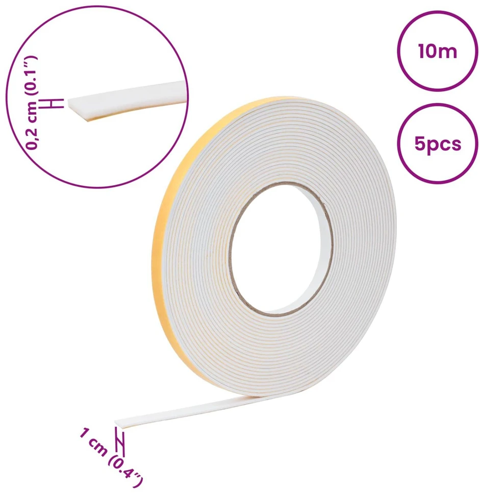 Savigautinė putų juosta 5 vnt. Balta 10mm x 10m CR putplastis