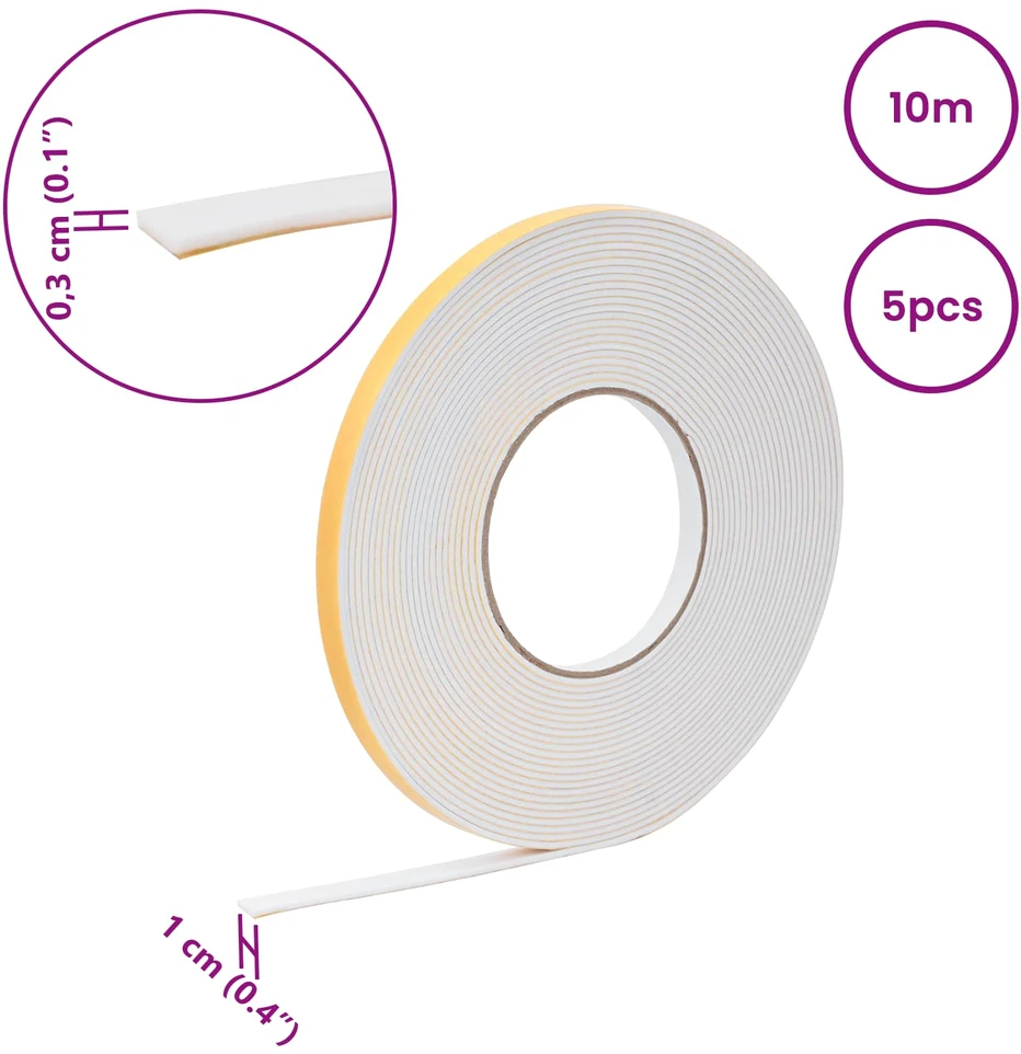 Savigautinė putų juosta 5 vnt. Balta 10mm x 10m CR putplastis