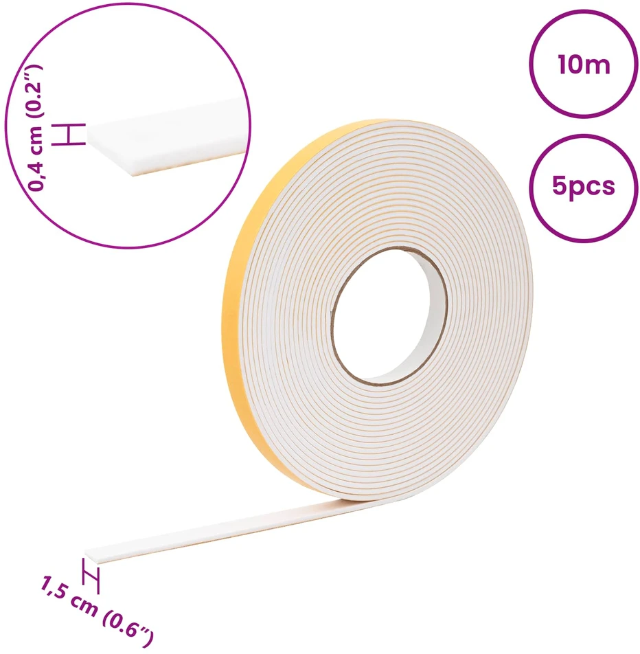 Savigautinė putų juosta 5 vnt. Balta 15mm x 10m CR putplastis