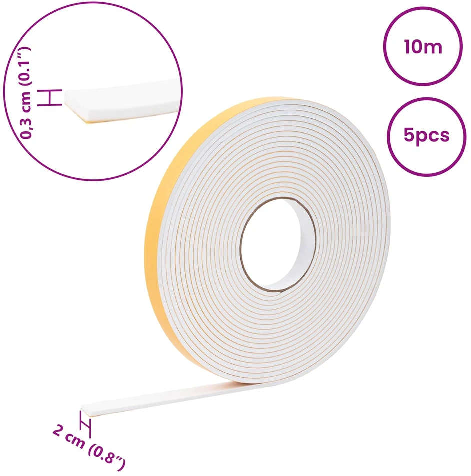 Savigautinė putų juosta 5 vnt. Balta 20mm x 10m CR putplastis