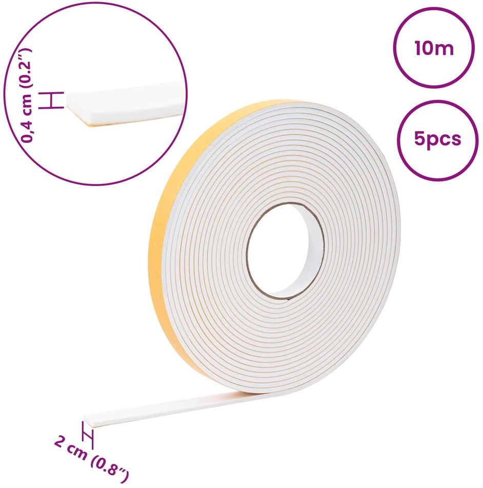 Savigautinė putų juosta 5 vnt. Balta 20mm x 10m CR putplastis