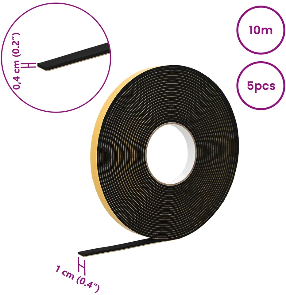 Savigautinė putų juosta 5 vnt. Juoda 10mm x 10m CR putplastis