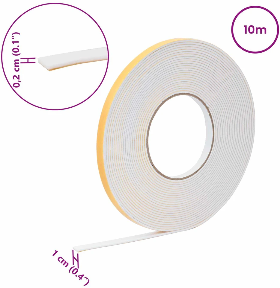 Savigautinė putų juosta Balta 10mm x 10m CR putplastis