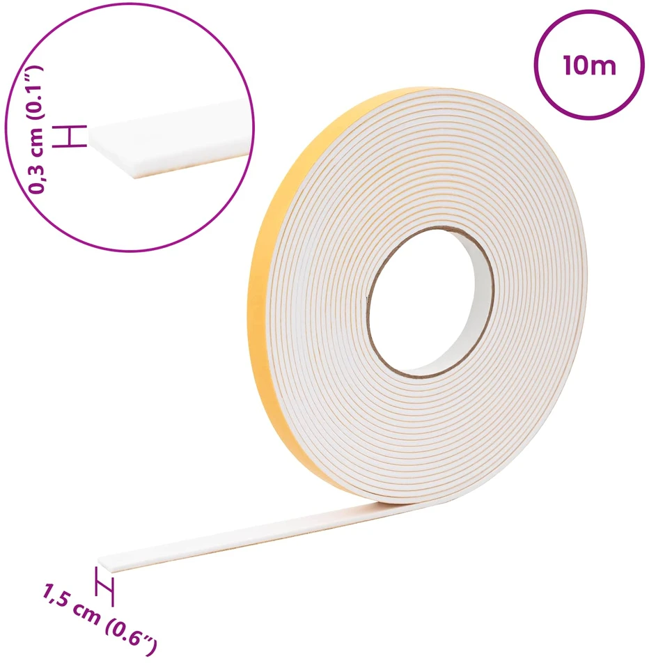 Savigautinė putų juosta Balta 15mm x 10m CR putplastis