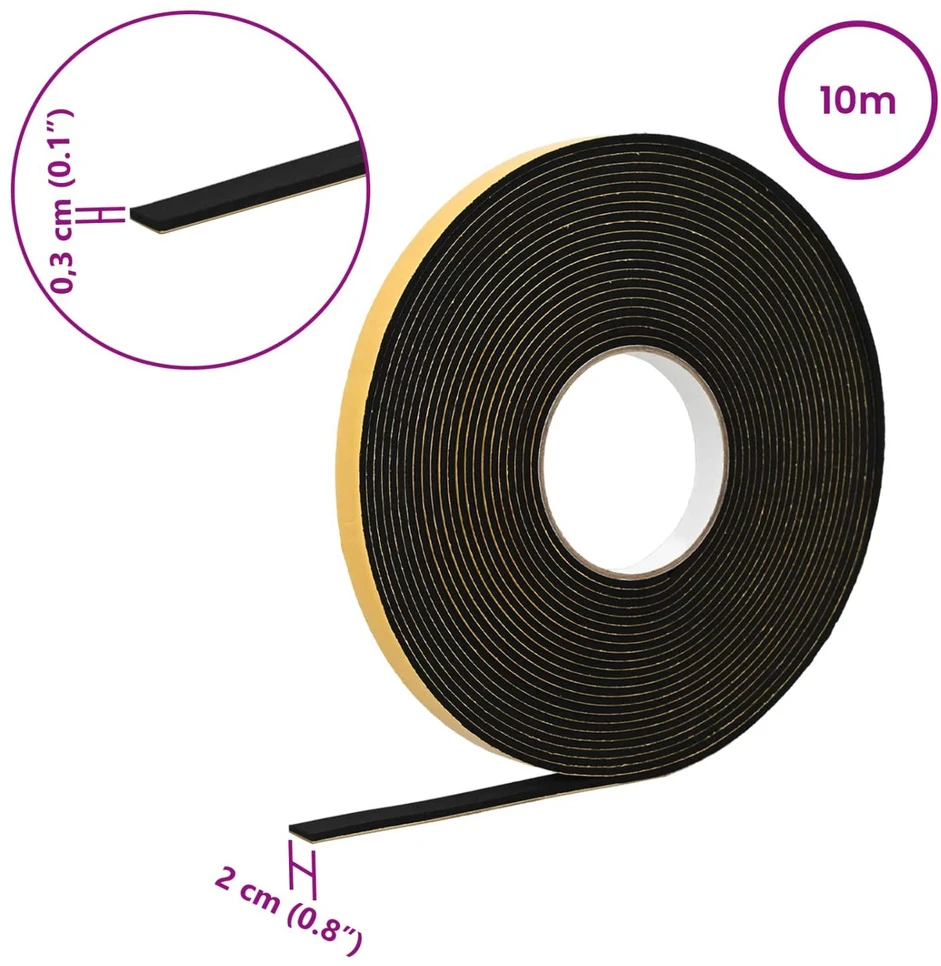 Savigautinė putų juosta Juoda 20mm x 10m CR putplastis