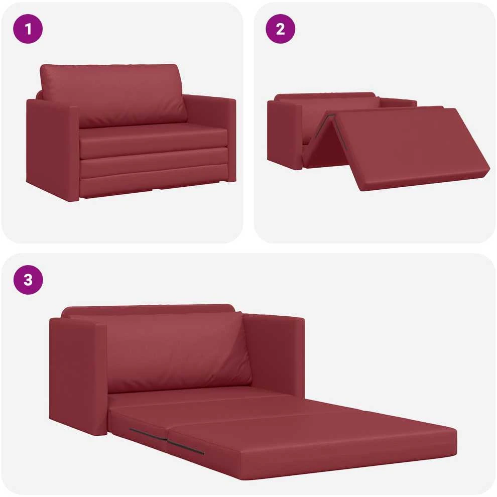 Sofa lova Vyno raudona 124 x 71 x 78 cm Dirbtinė Oda